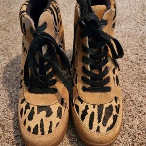 Sportsgirl Pony Hair Leather Wedge Sneaker